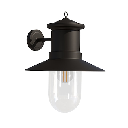Ambiate Bolta Rustic Farmhouse Style Wall Sconce, Outdoor Use, E26 Socket, Black, Clear Glass Shade AL10015WS